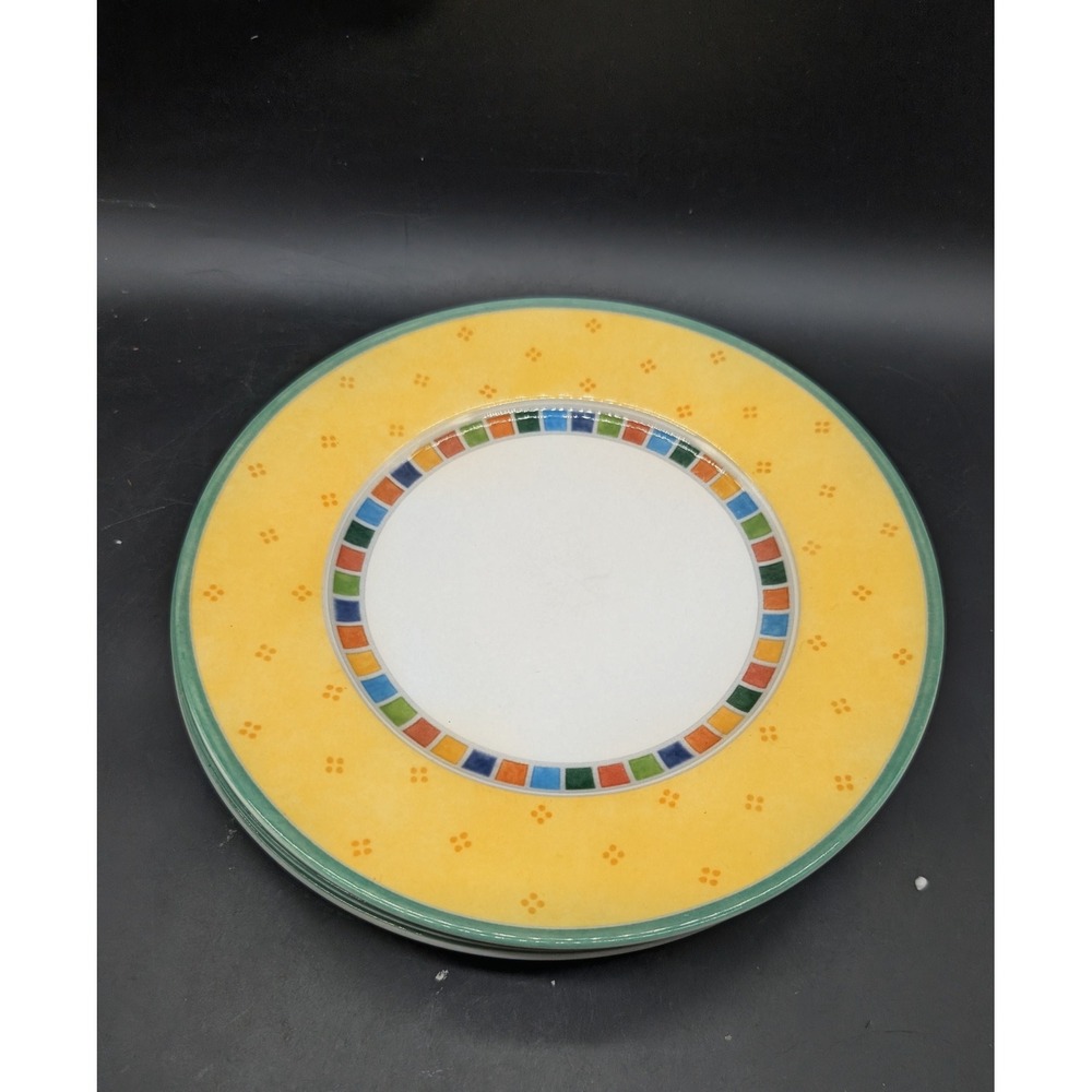 Villeroy & Boch Twist Alea Limone Salad Plates Set of 4 Fine China Yellow Mosaic